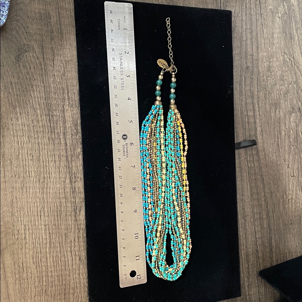 ZAD Turquoise and Yellow Beaded Necklace - Picture 6 of 7